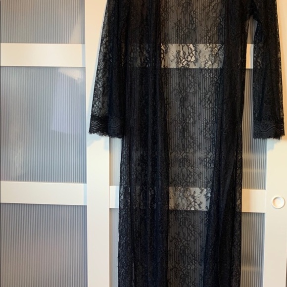 NWT La Senza S-M Black Lace Robe - Picture 7 of 8